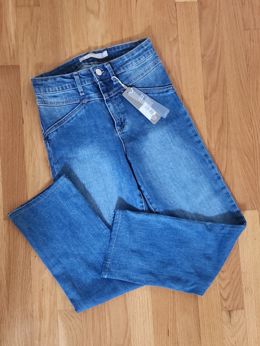 Tractr Women's High-Rise Crop Blue Stretch Jeans